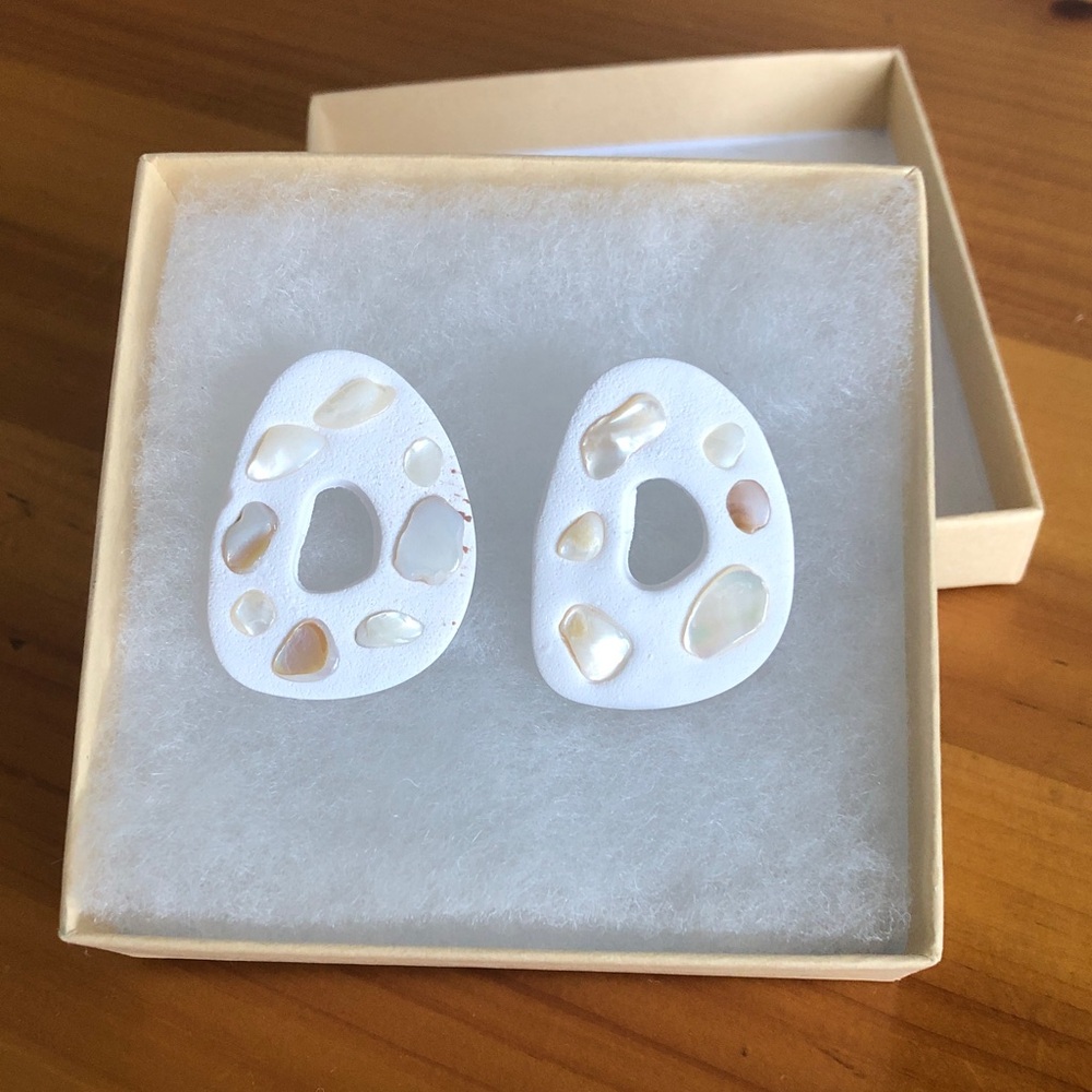 Clay statement neutral boho earrings